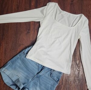 Womens XS Bundle Of 2 Classic White Long-Sleeve Tops